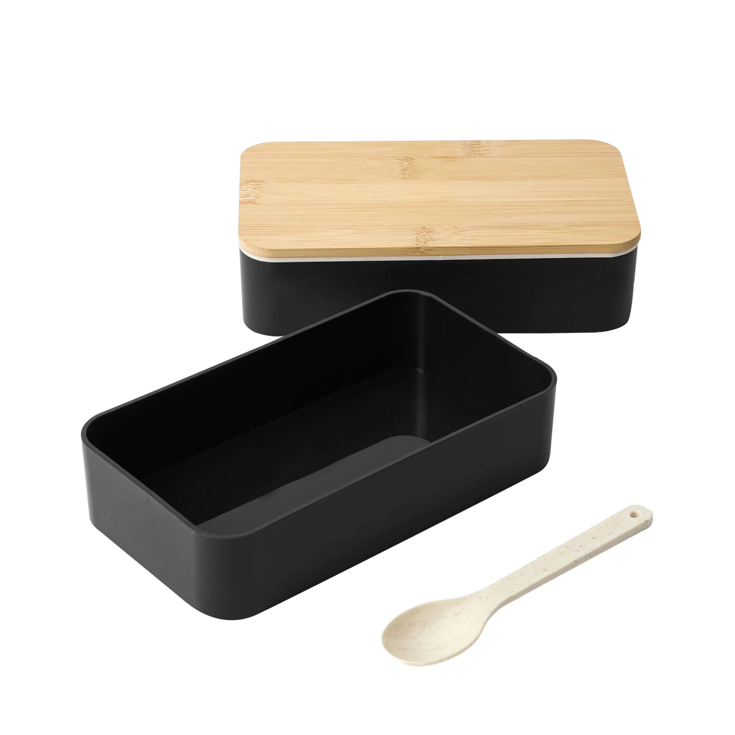 Aesthetic Bento Lunch Box With Bamboo Lid - Black Metal Bento Box Made
