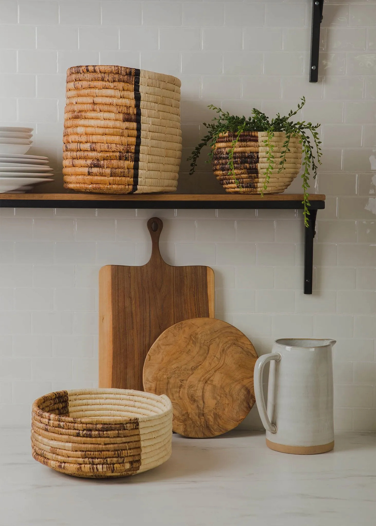 Banana Leaf Deep Round Bowl in Two Tones