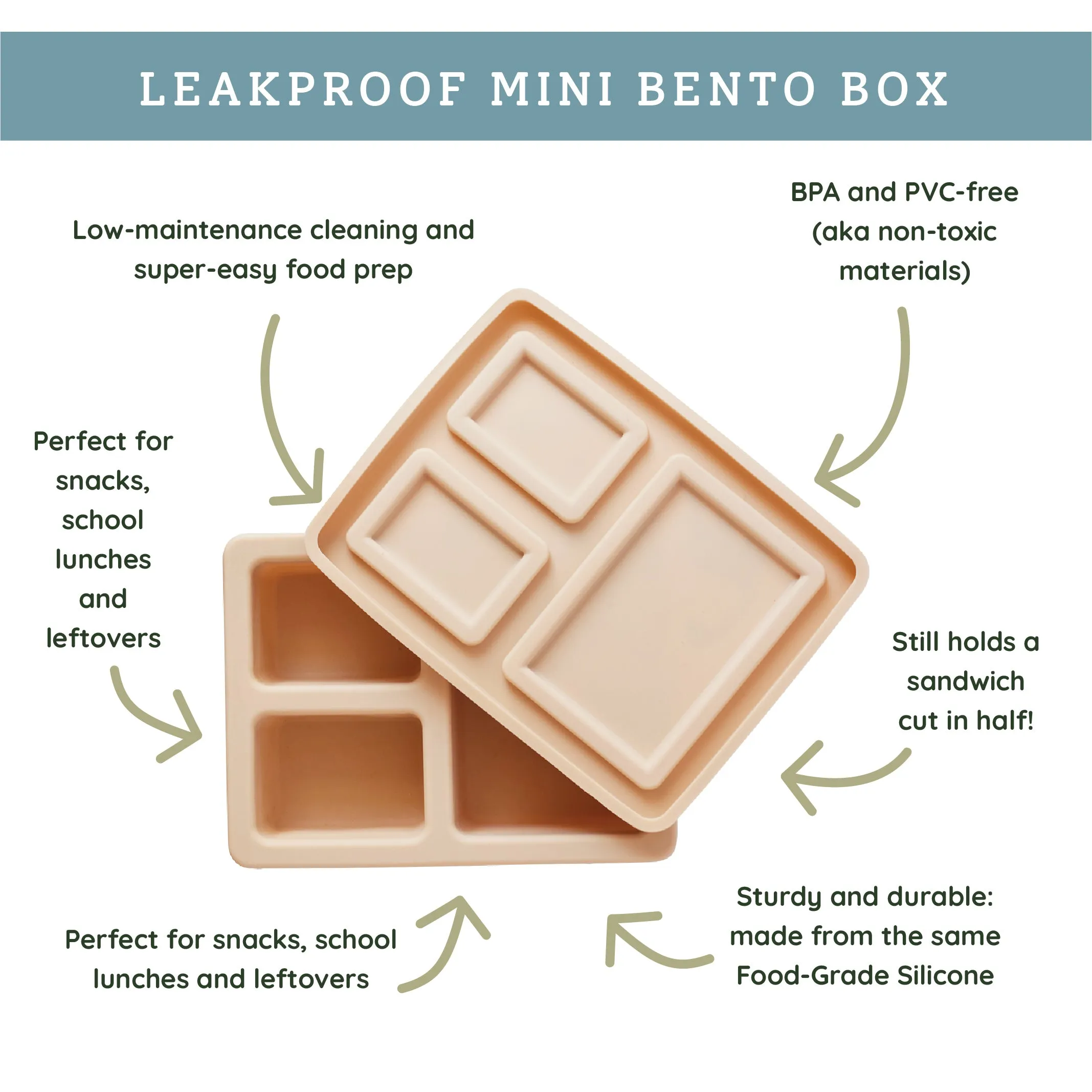 Bento Box Sage Green and Mini Bento Dinosaur Set