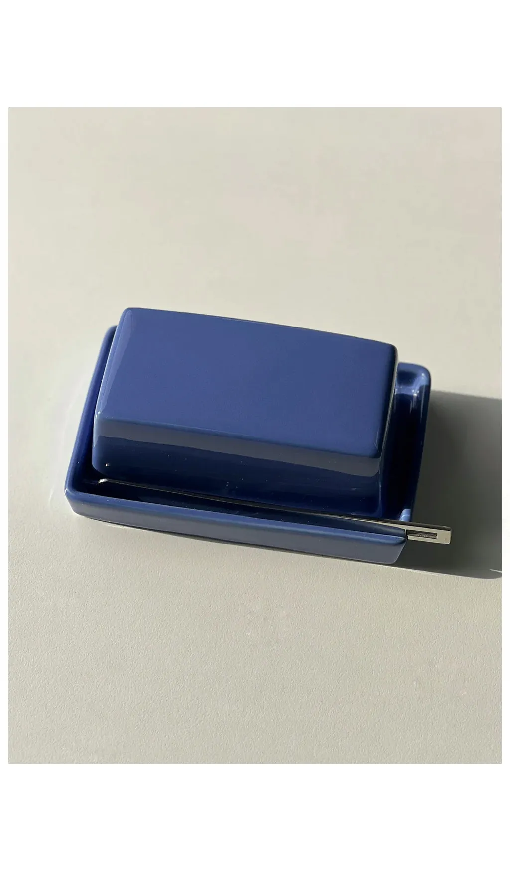 Ceramic Butter Dish with Knife