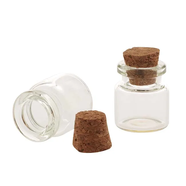 Glass Bottle With Cork 25x22mm And Kraft Brown Jewelry Boxes (16 Pieces Of Each)