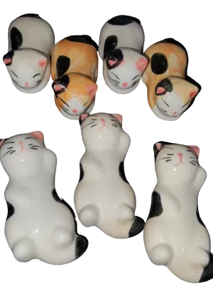 Japanese Import, Ceramic Calico Cat Chopstick Rests, Assorted Styles