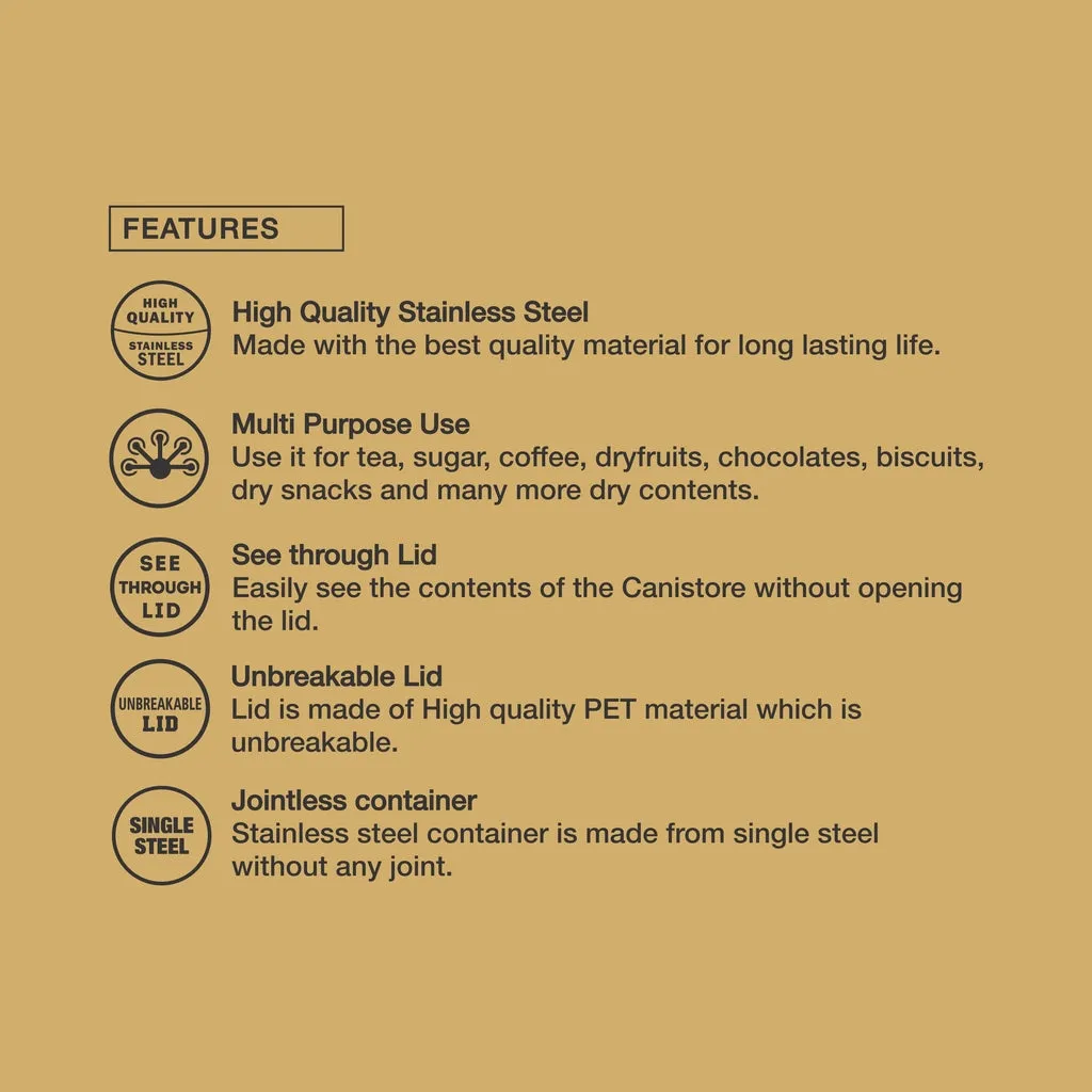 NanoNine Canistore 700 ml x 2 Single Wall Stainless Steel Single Storage Container.